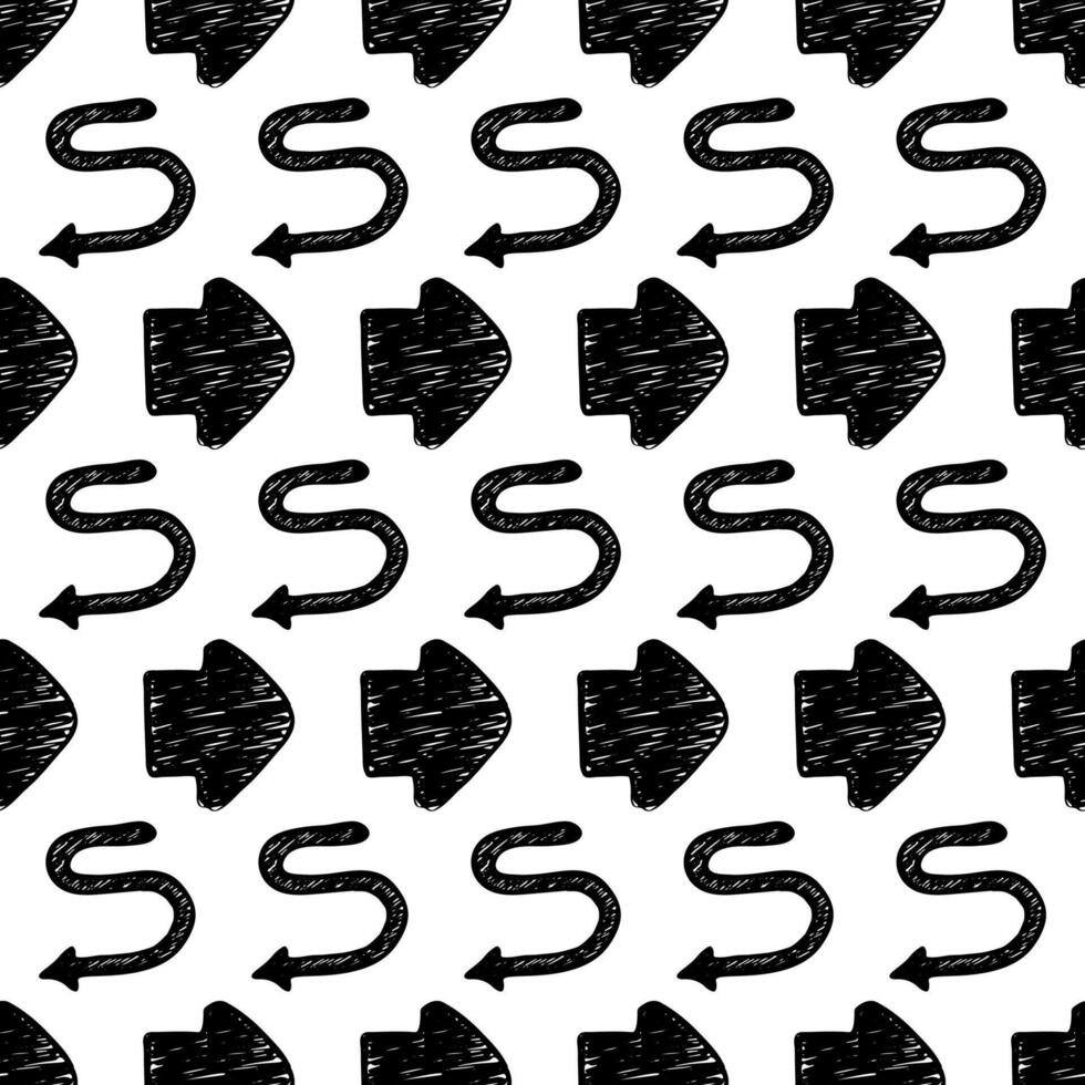 Seamless pattern with black hand drawn arrows vector