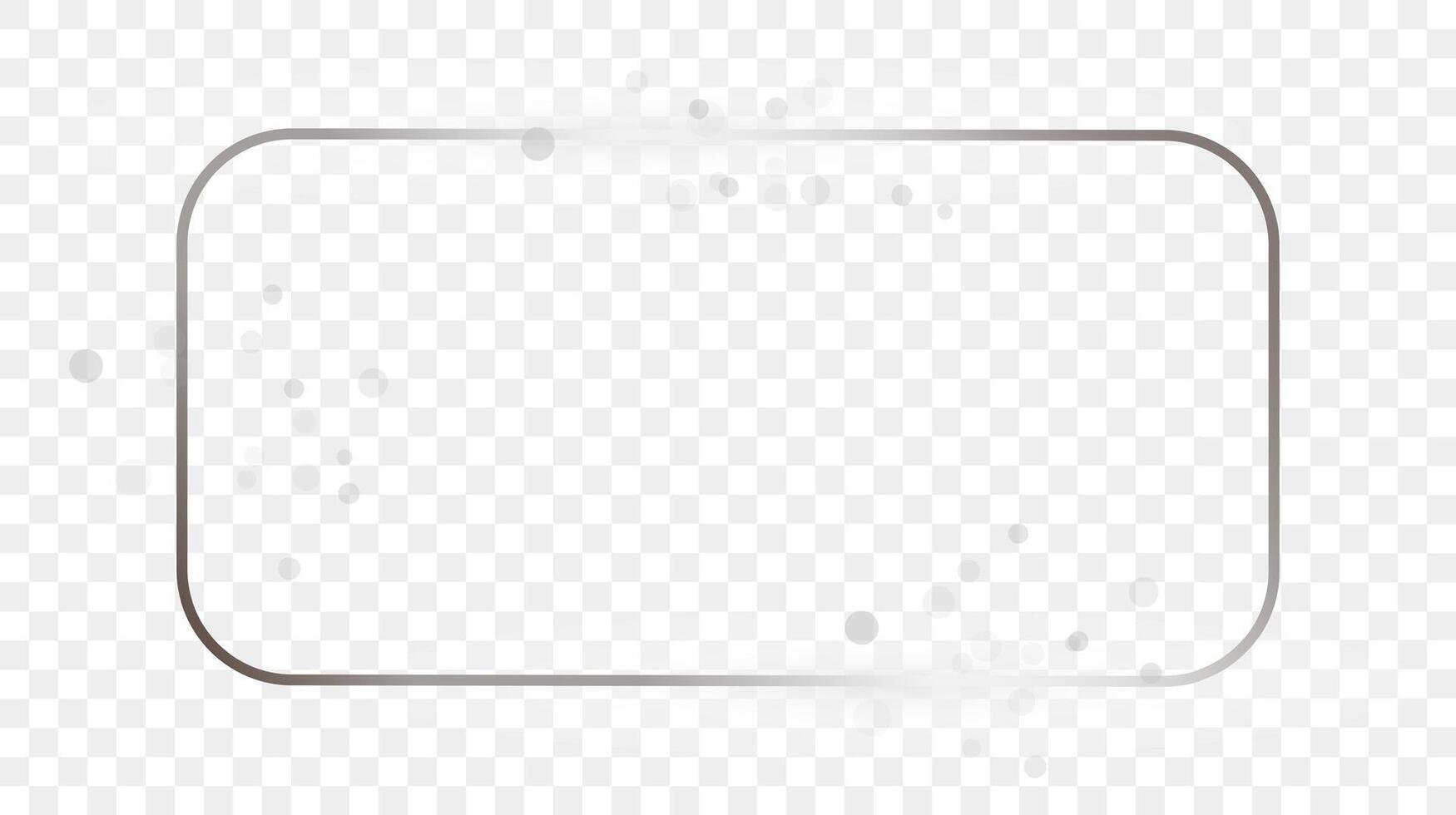 Silver glowing rounded rectangular frame with sparkles vector