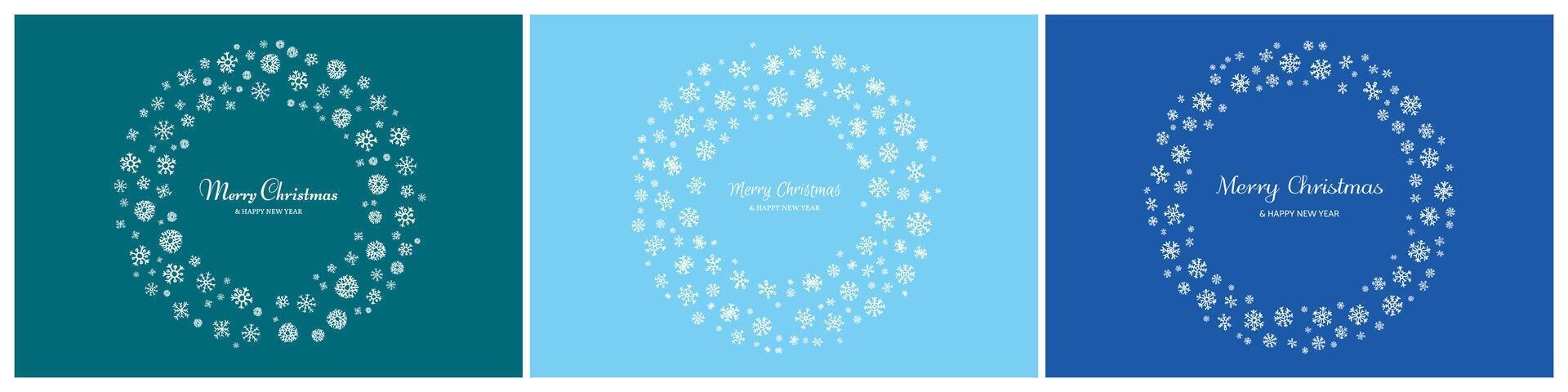 Set of Merry Christmas backgrounds with snowflakes vector