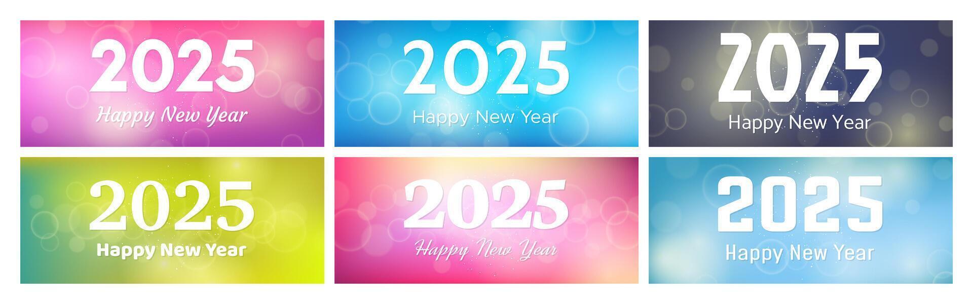 Happy new year 2025 inscription on blurred background vector