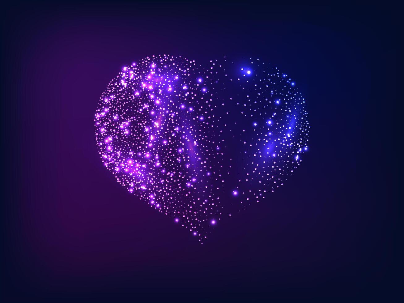 Neon heart on dark background vector