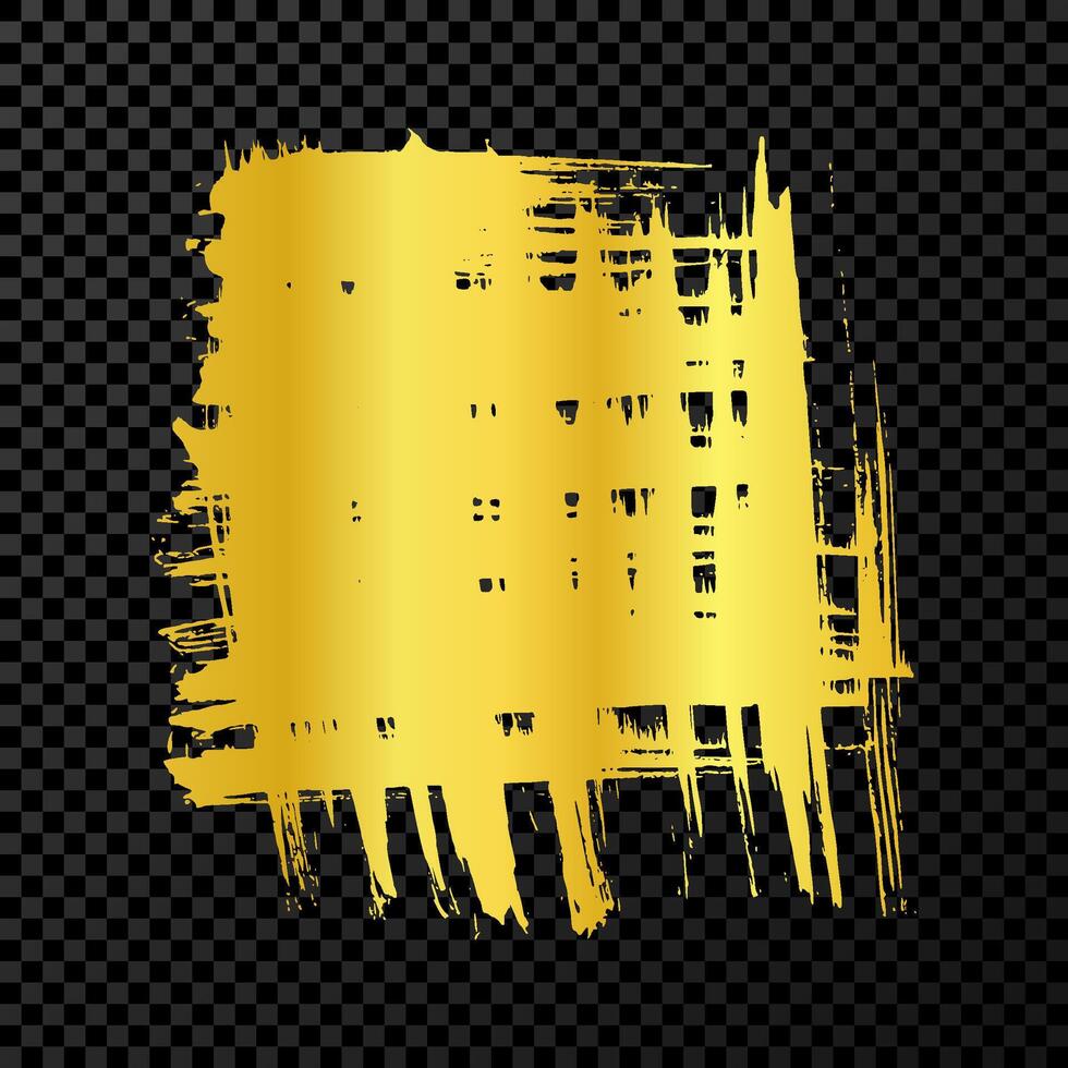 Gold brush stroke in square form on dark background vector