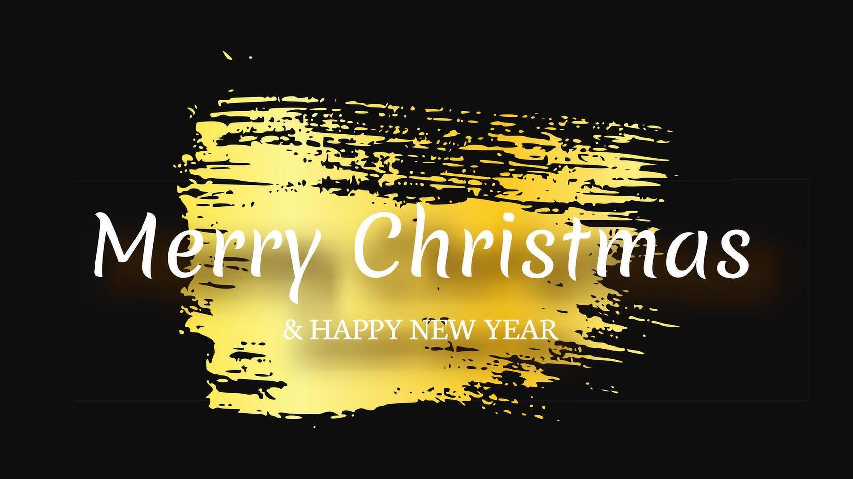 Merry Christmas and Happy New Year incription on gold smear vector