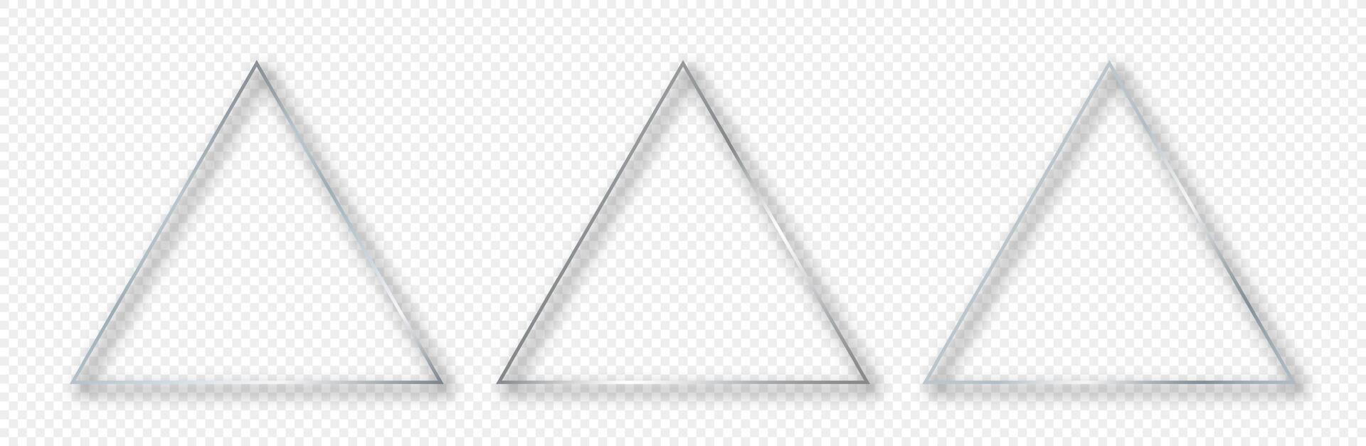 Silver glowing triangle frame vector