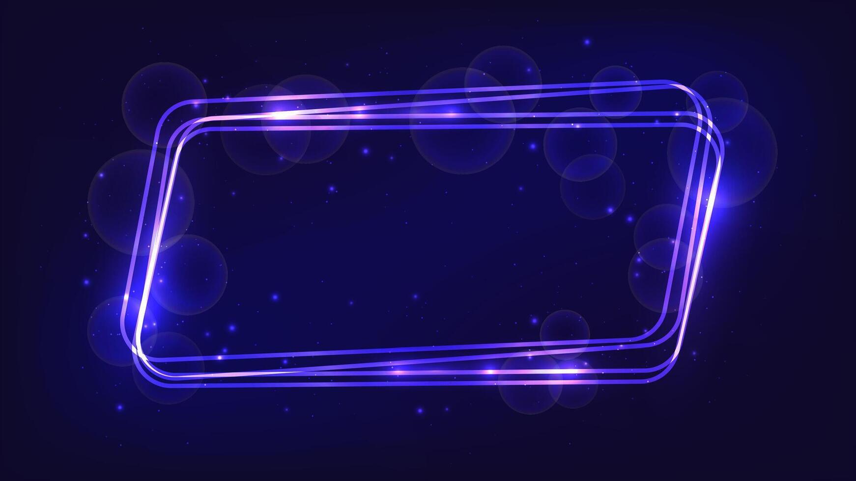 Neon rounded parallelogram frame with shining effects and sparkles vector
