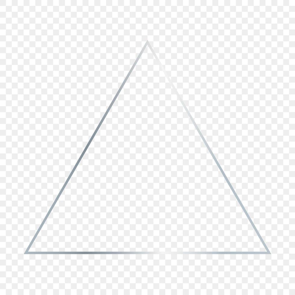 Silver glowing triangle frame vector