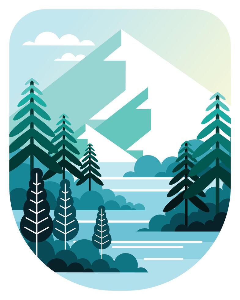 A great mountains is surrounded river vector