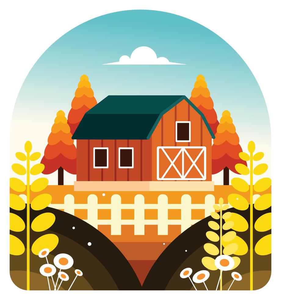 Farmhouse barn in the countryside vector