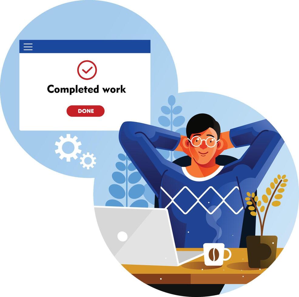 Employee has successfully completed his job 50562217 Vector Art at Vecteezy
