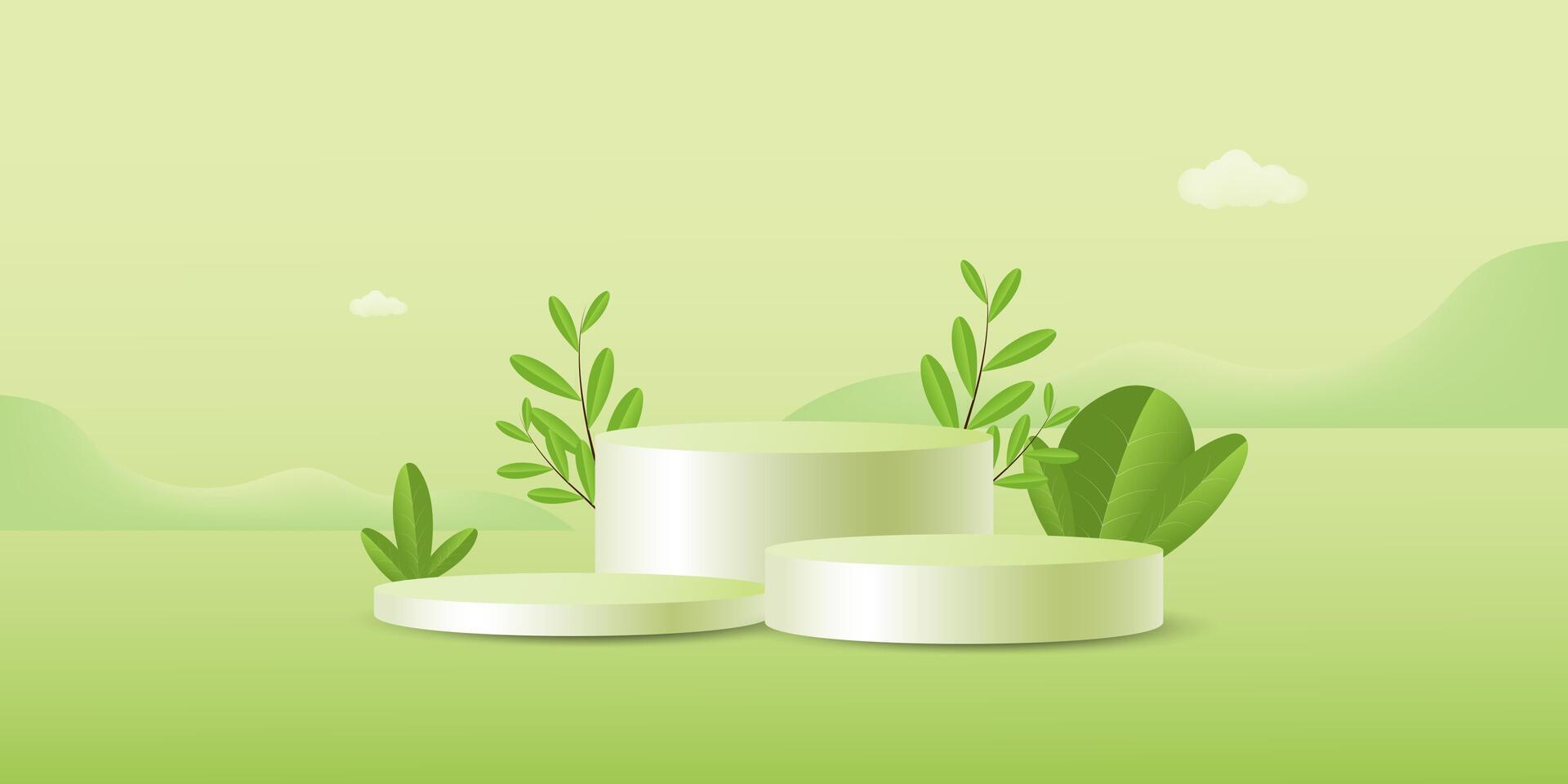 white podium for product display with nature background vector