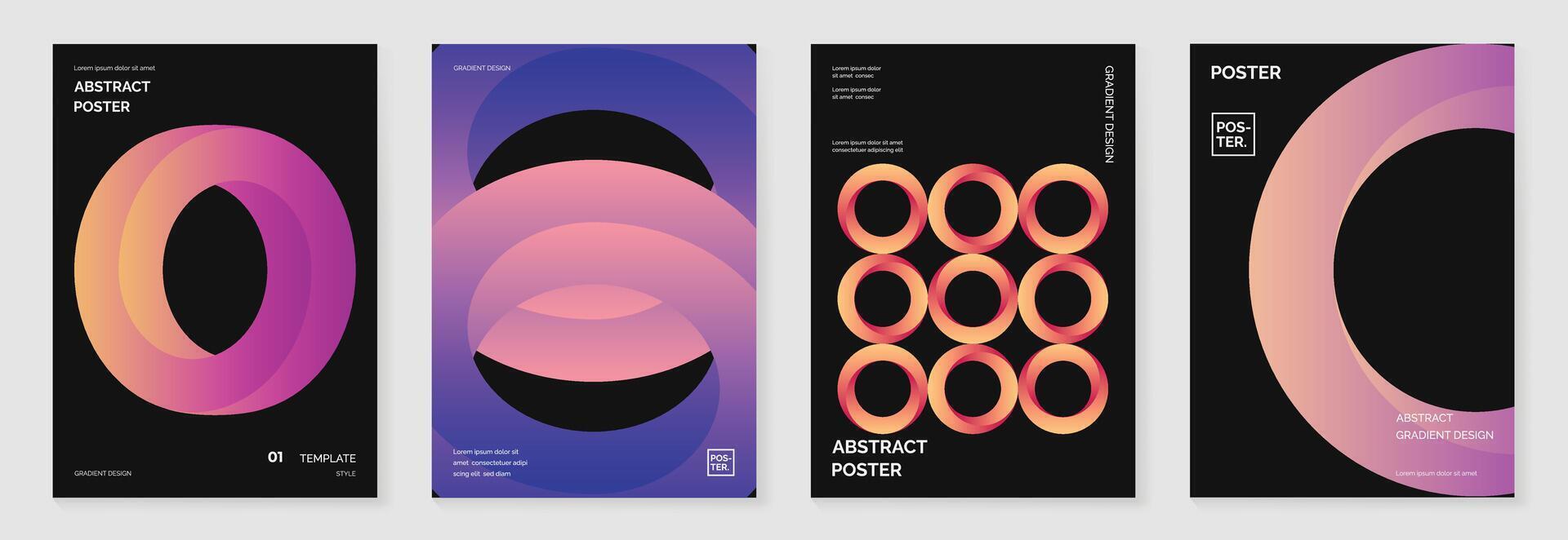 Modern gradient poster background set. vector