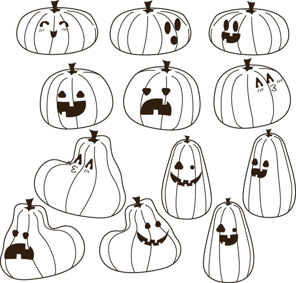 line art monoline pumpkin halloween vector