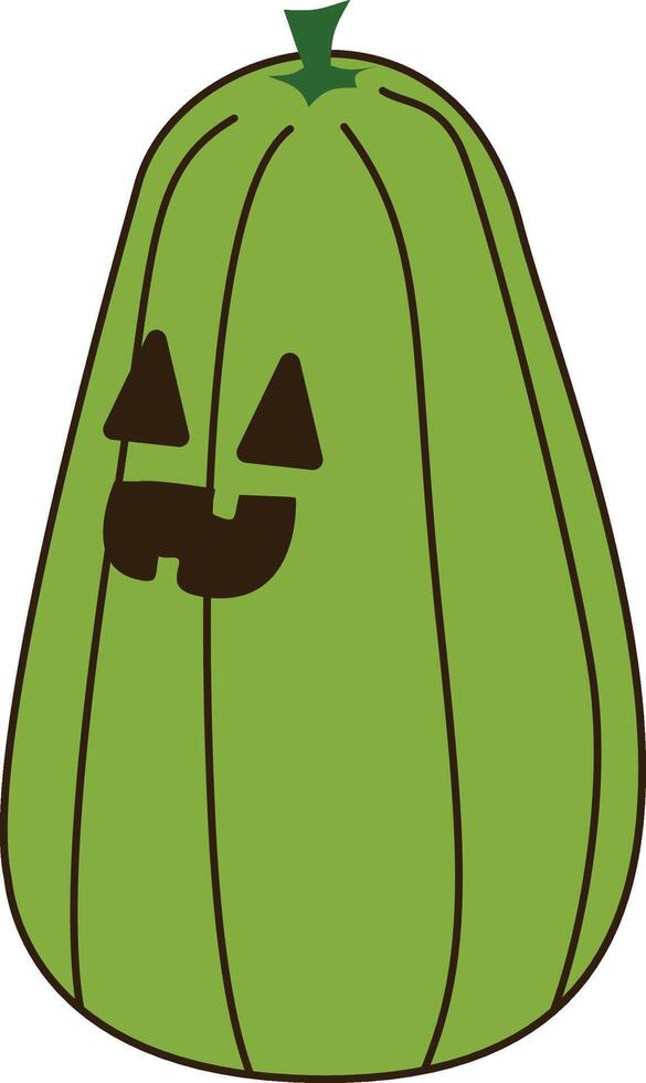 long green pumpkin smile on halloween vector