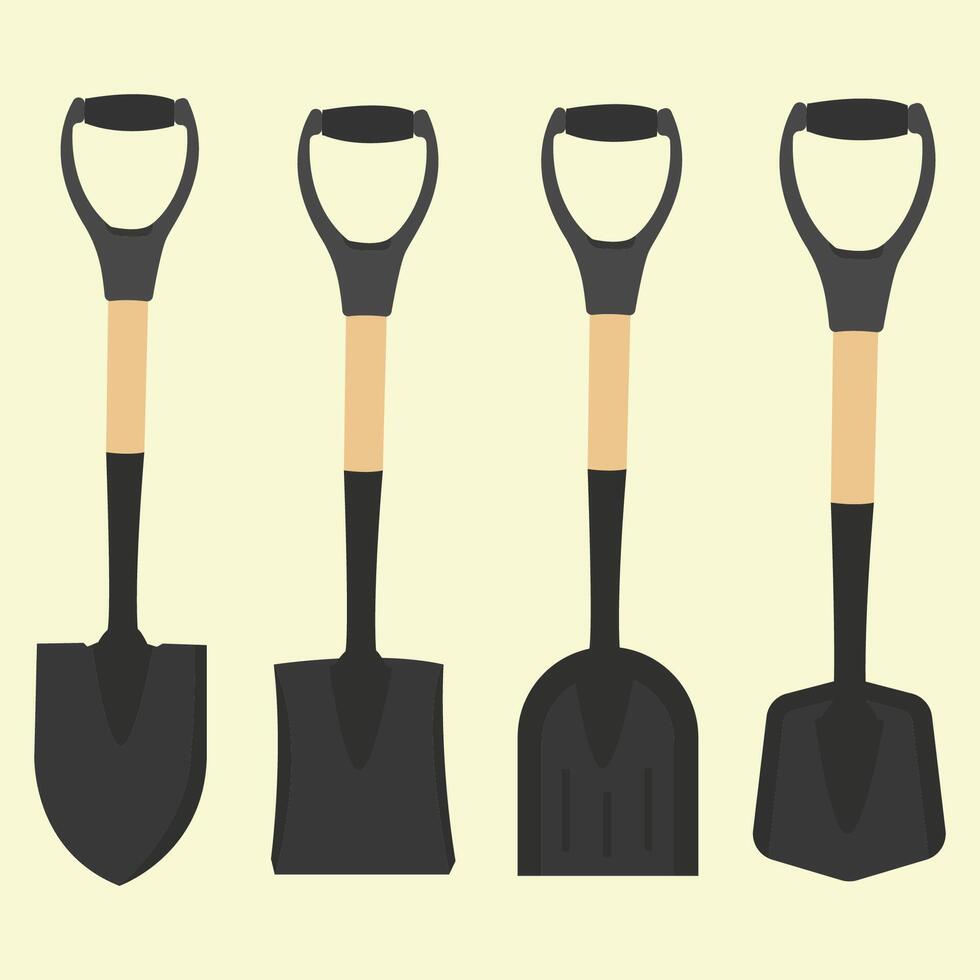 shovel tools collection set vector