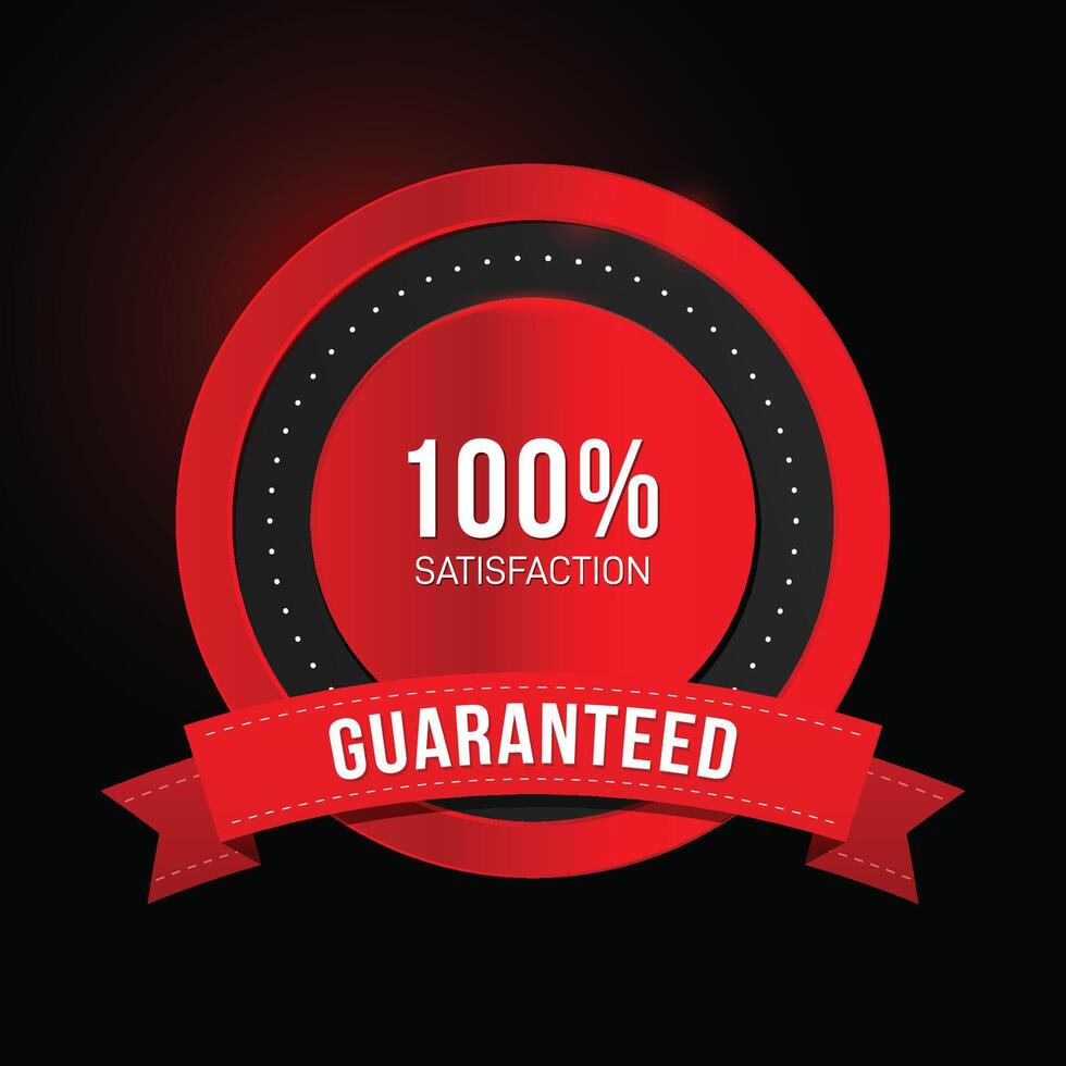 100 satisfaction guaranteed red badge design vector