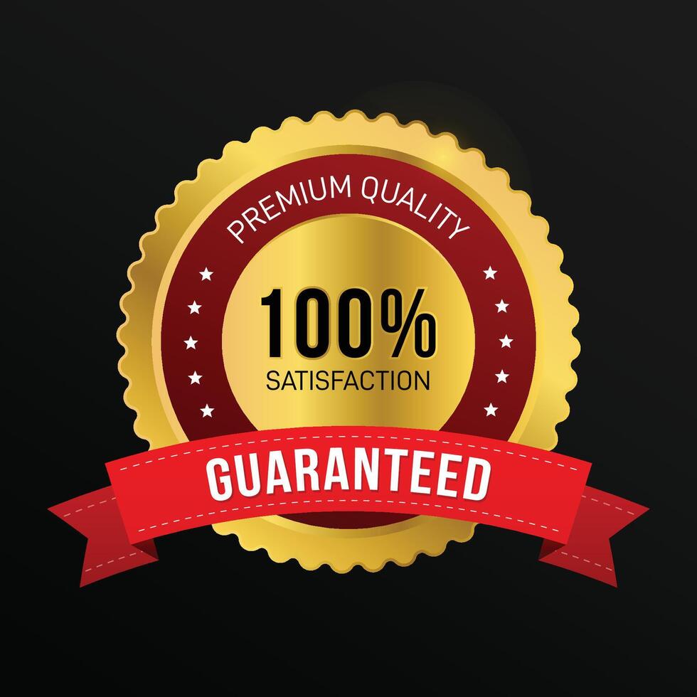 100 satisfaction guaranteed golden badge design vector