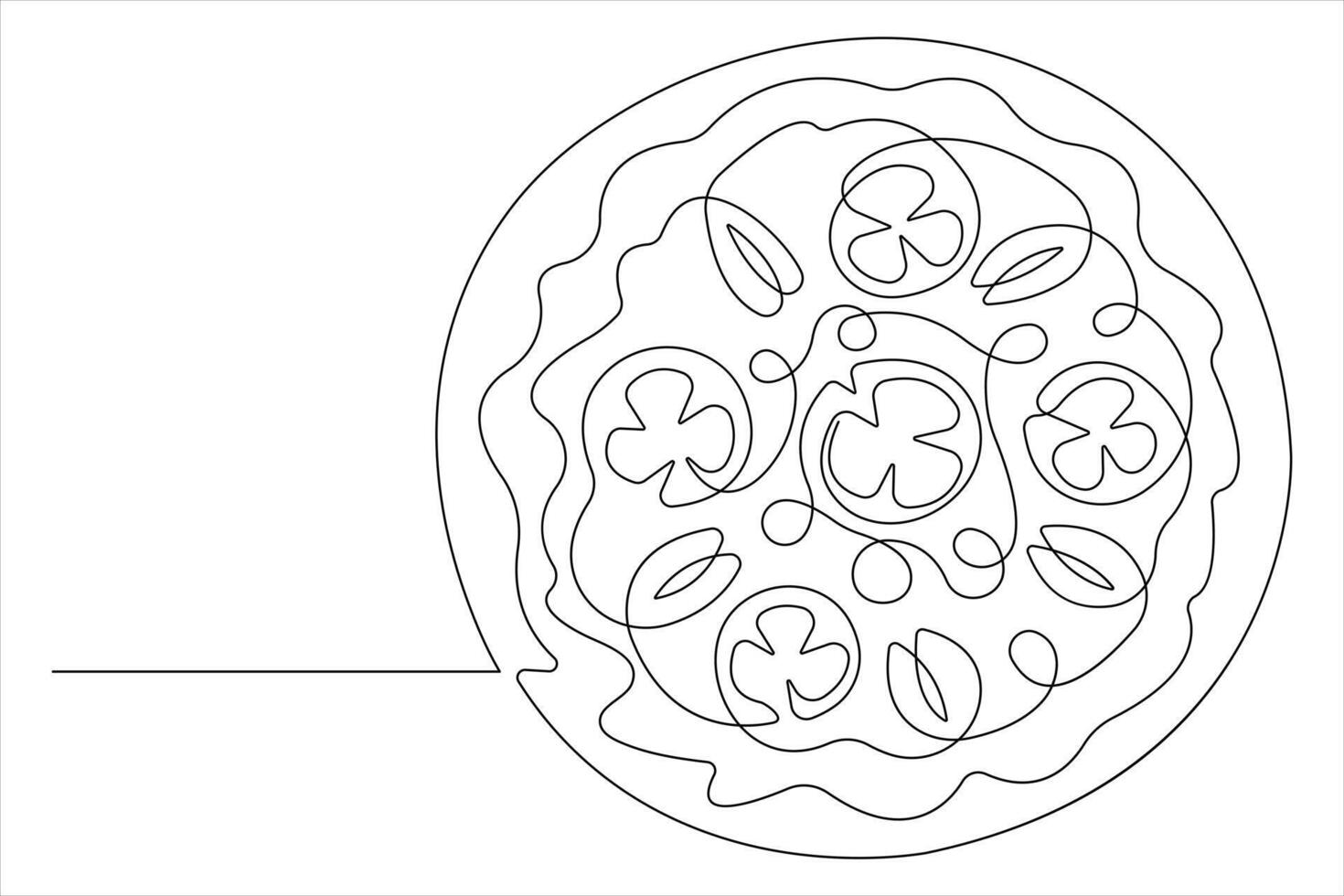 illustration one continuous line drawing of delicious cheese pizza design vector