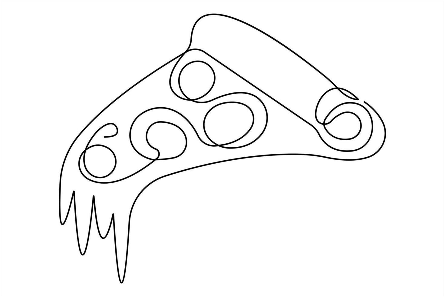 Continuous one line art drawing of delicious cheese pizza design illustration vector