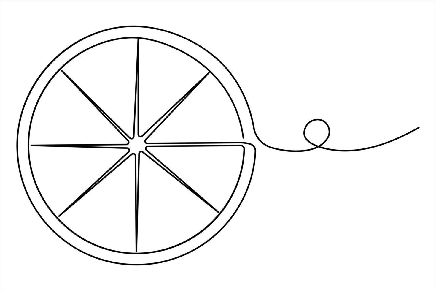 One continuous line art drawing of delicious cheese pizza outline vector