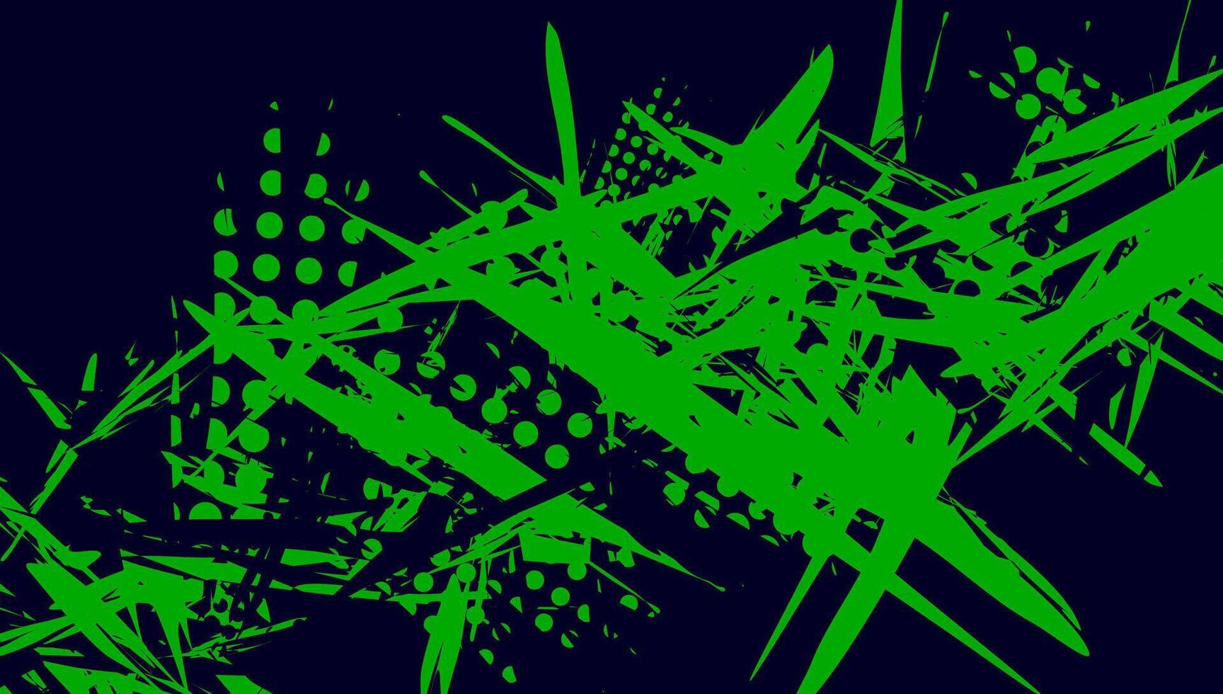 Abstract green and blue design with irregular lines and dots. vector