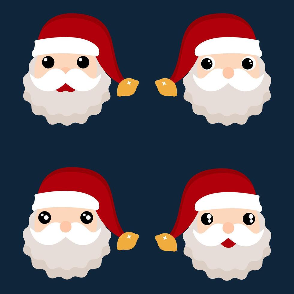Cute Santa Claus Face Icon Set vector