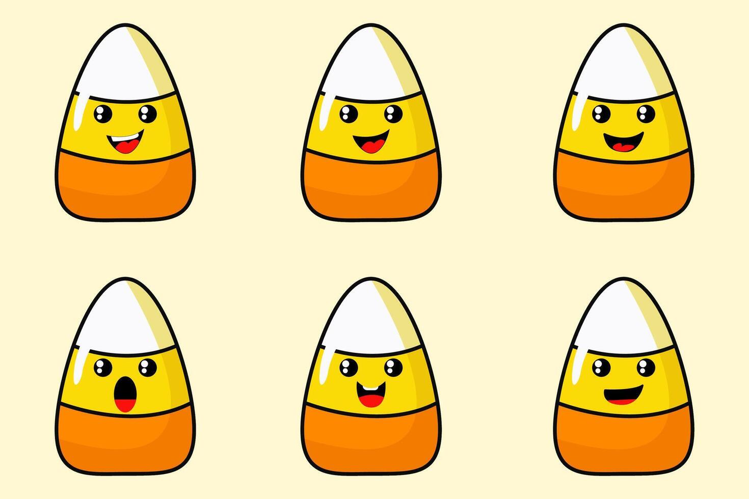 Cute Halloween Candy Corn Characters with Expressions vector