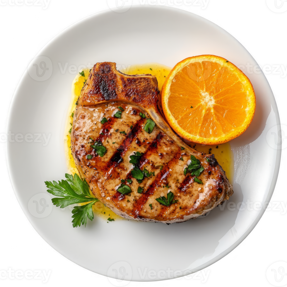 Pork chop with orange sauce transparent background png