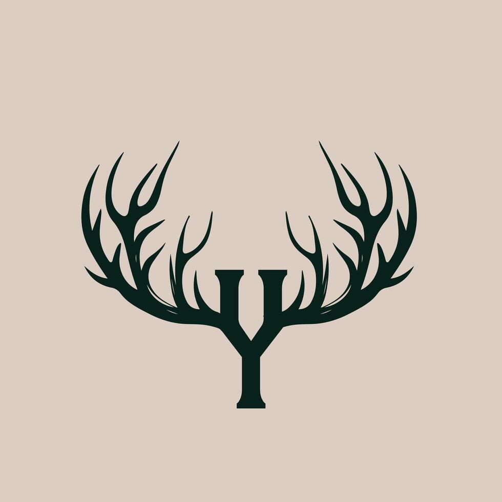 The letter y is shown in a deer head vector