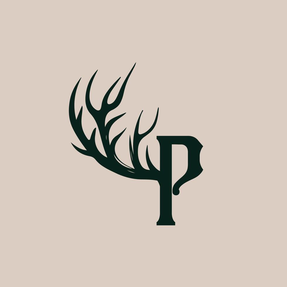 The letter p is shown with a deer head vector