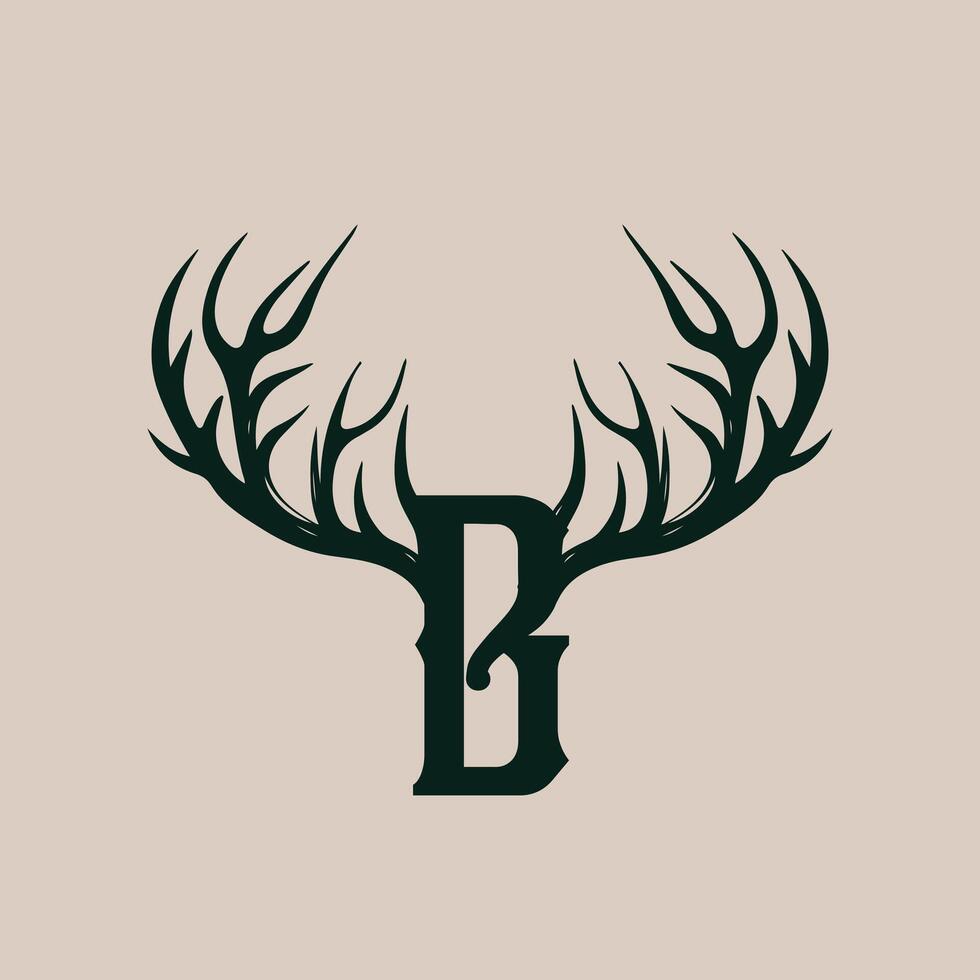 The letter b is shown in a deer head vector