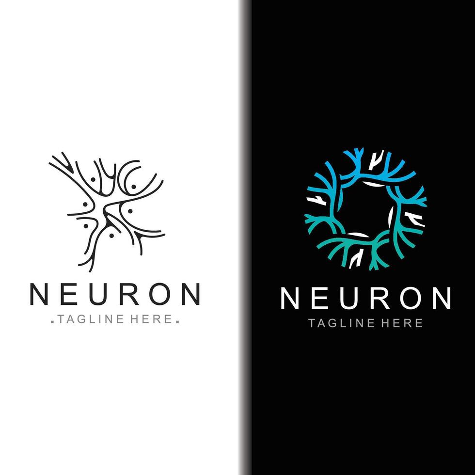 Neuron logo or nerve cell healthy abstract molecule design template vector