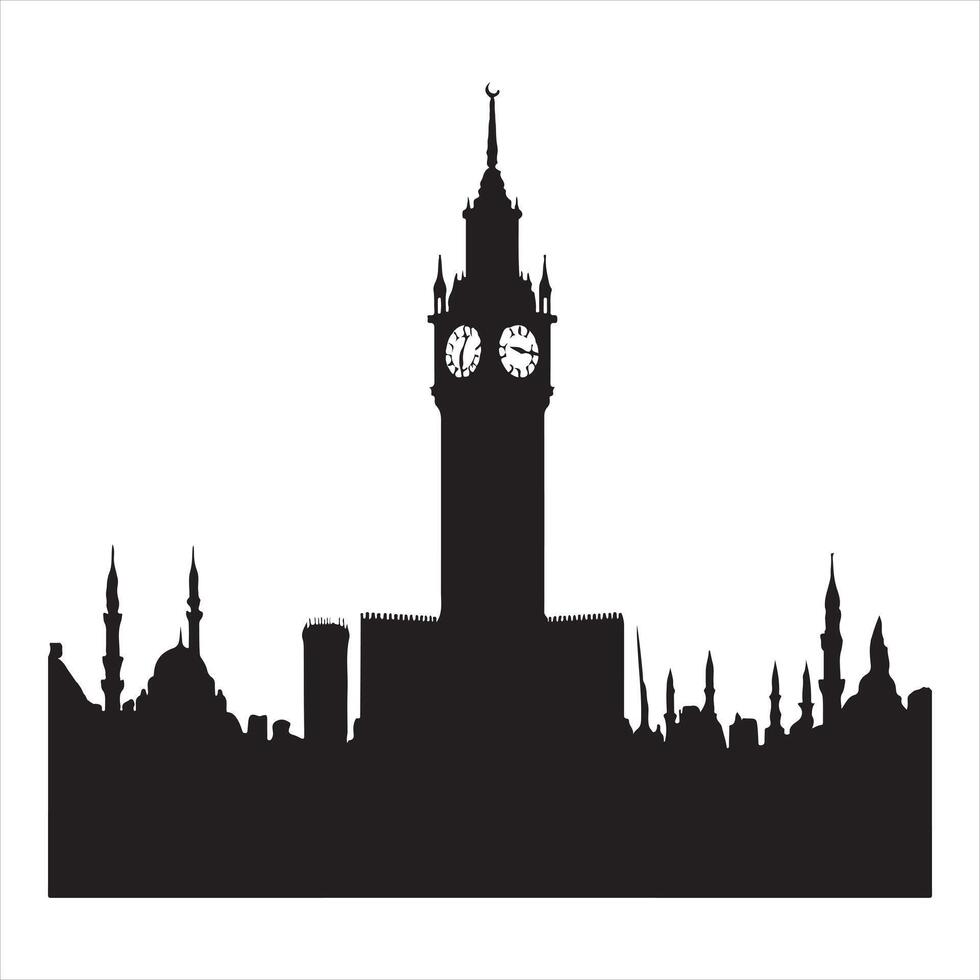 Clock tower mecca icon. Editable icons. silhouette on white background vector