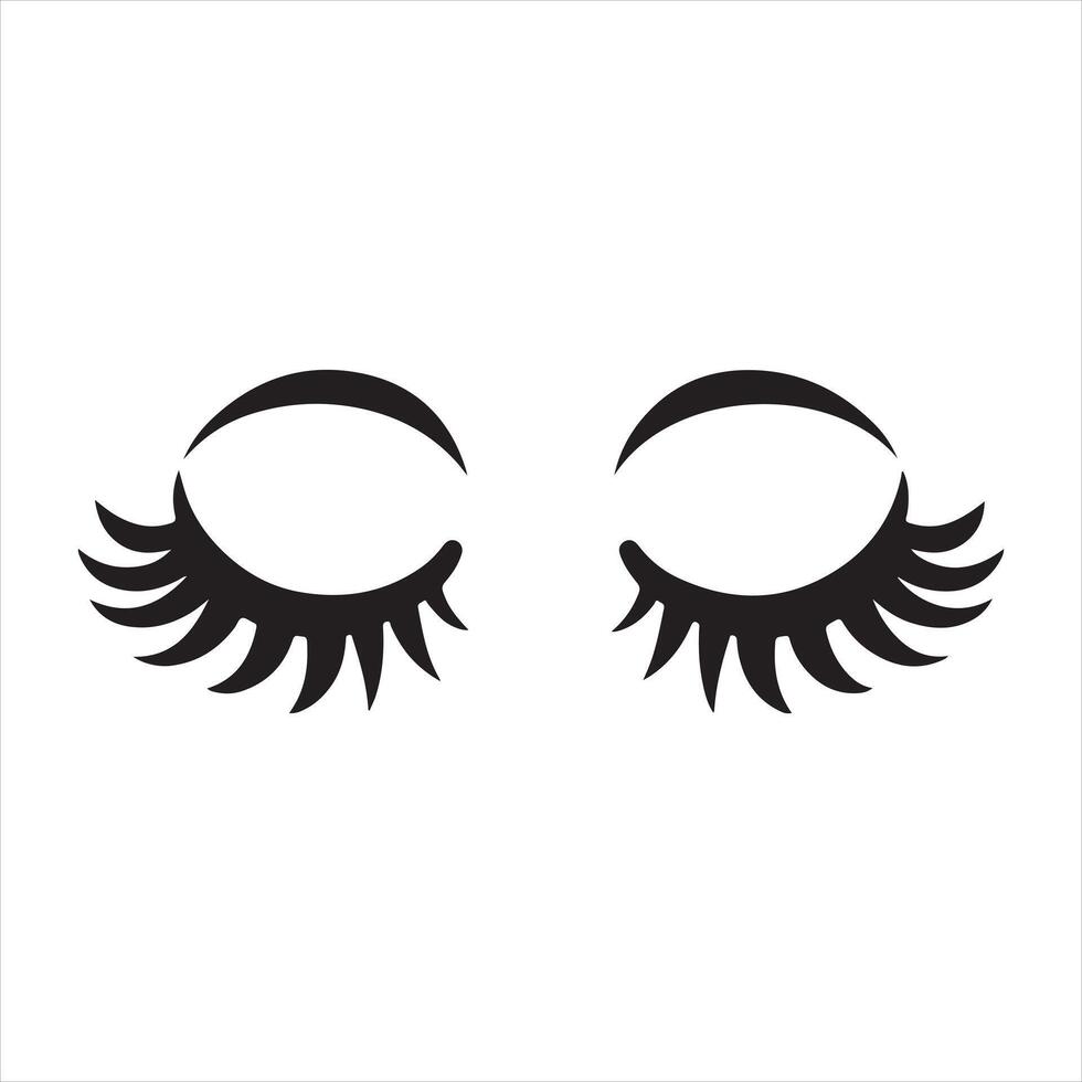 Eye lashes Cute close eye with lash, girl face with mascara lashes,sleeping beauty. eyes silhouette on white background vector