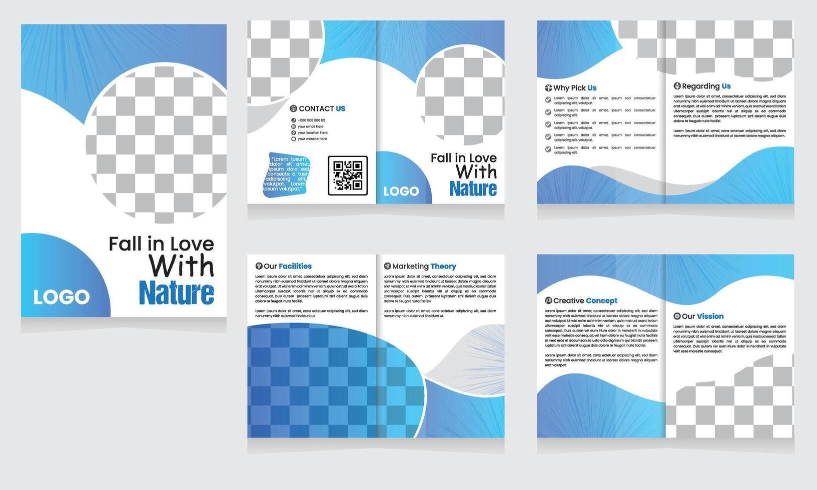 Simple Creative Attractive Unique brochure design. Modern Minimalist octafold Brochure Design template for promote your business. vector