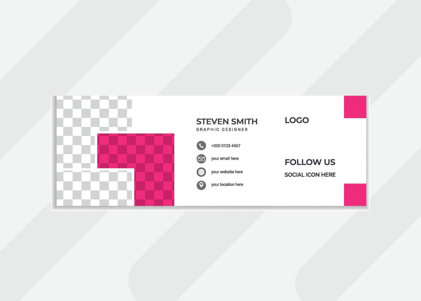 Modern Professional Email Signature Template with Customizable Social Media Icons and Background vector
