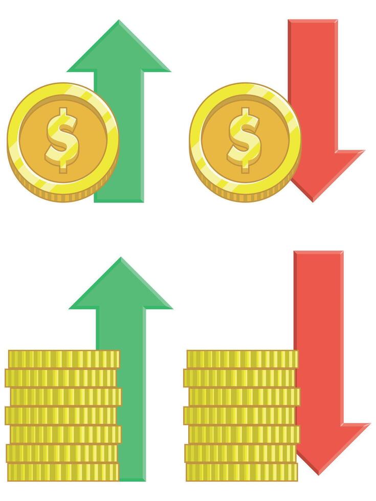 Coin Arrows Up Down Value Changes vector