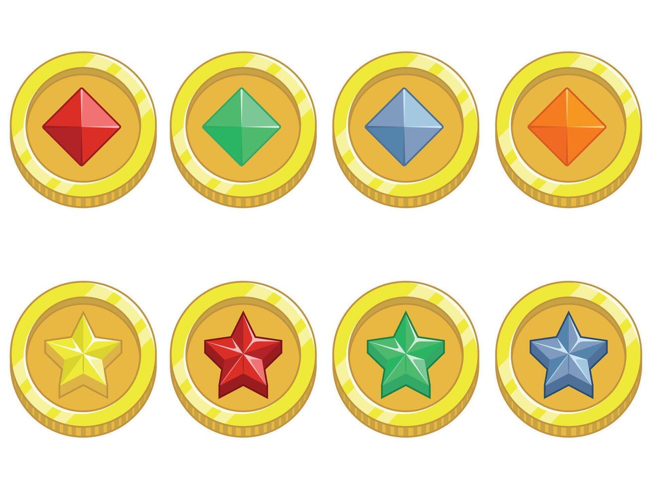 Coin Gems Star Jewels Game Assets vector
