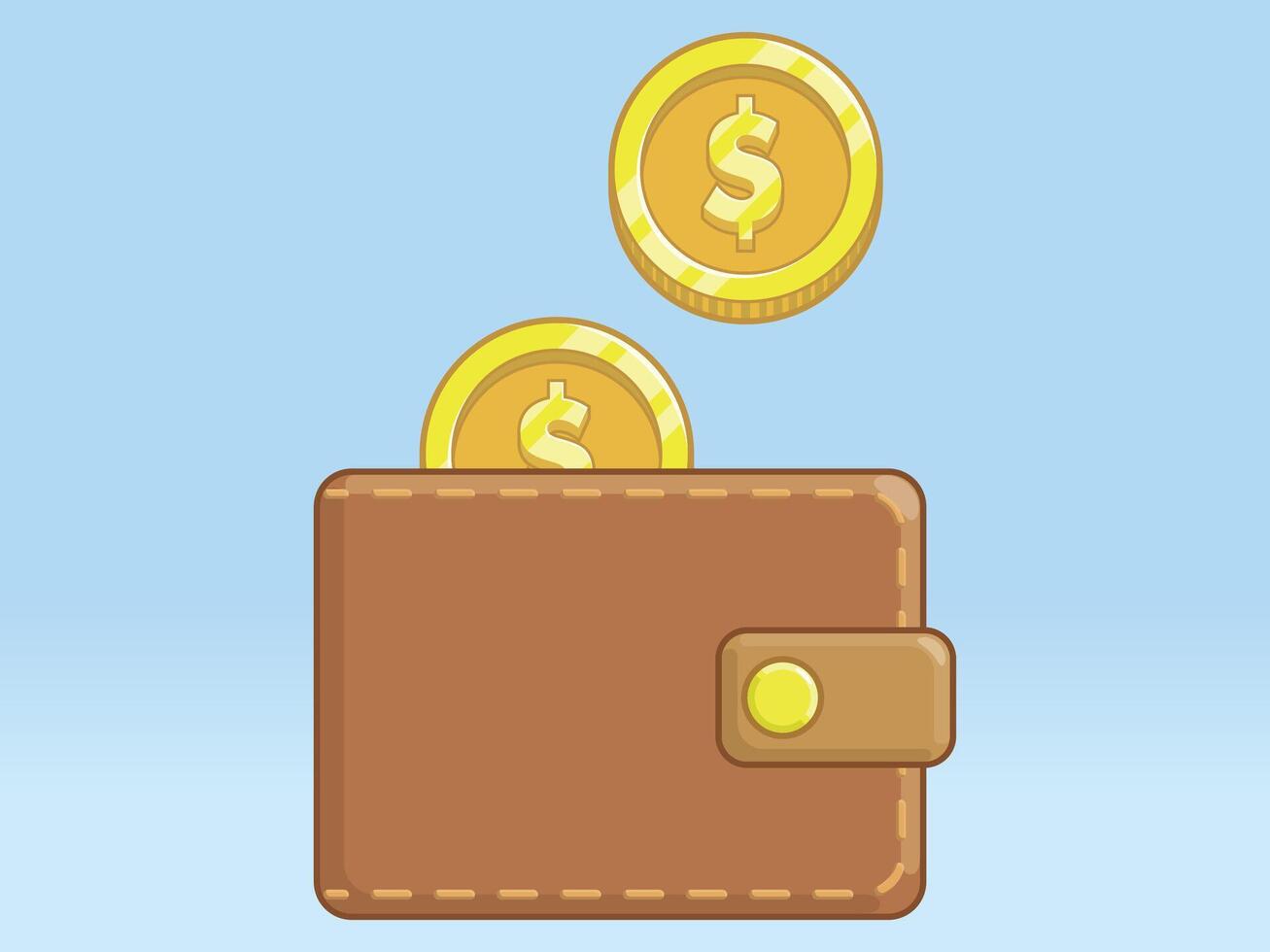 Wallet Showing Coin Changes Outside vector