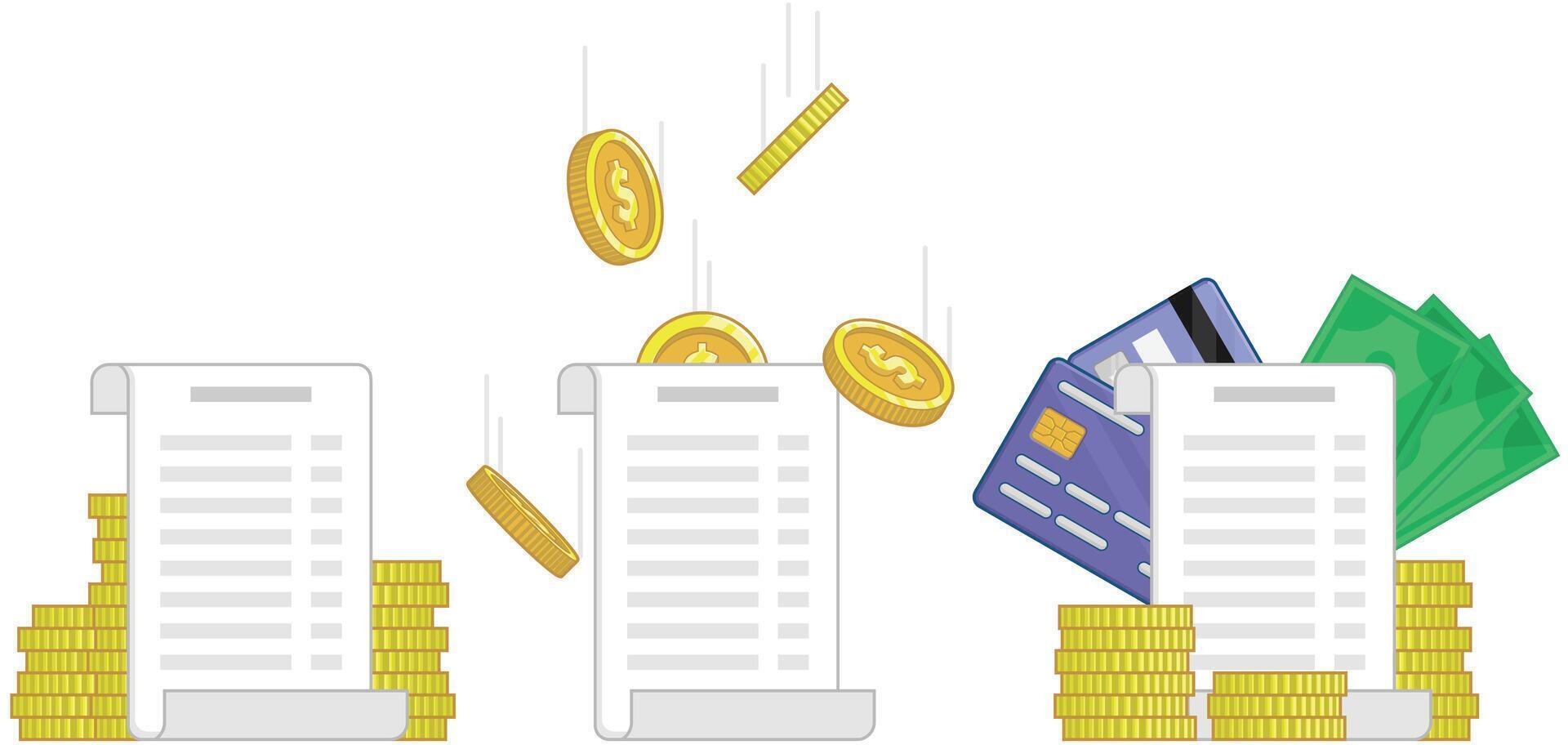 Invoice Receipt Money Coin Credit Card vector