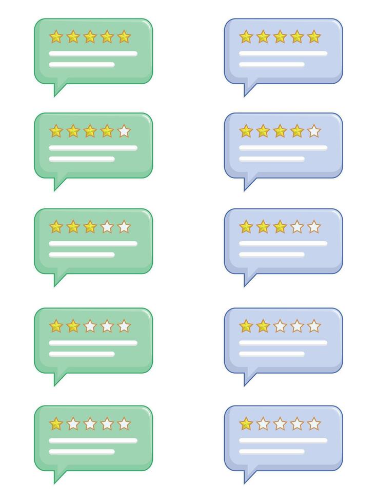 Review Stars Simple Chat Message Bubbles vector
