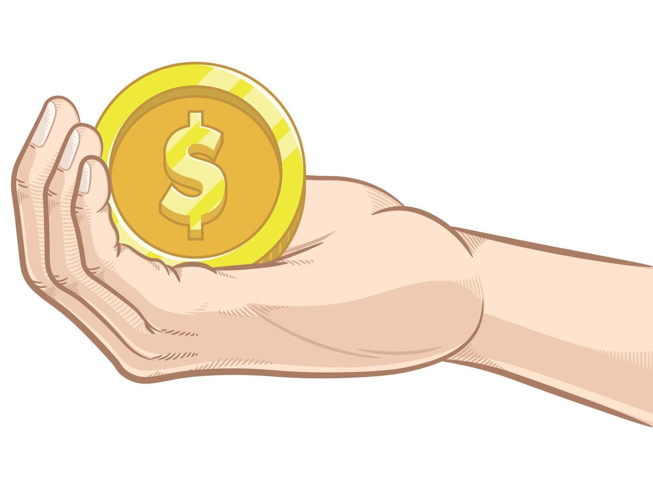 Hand Holding Coin Receiving Donations Coin vector