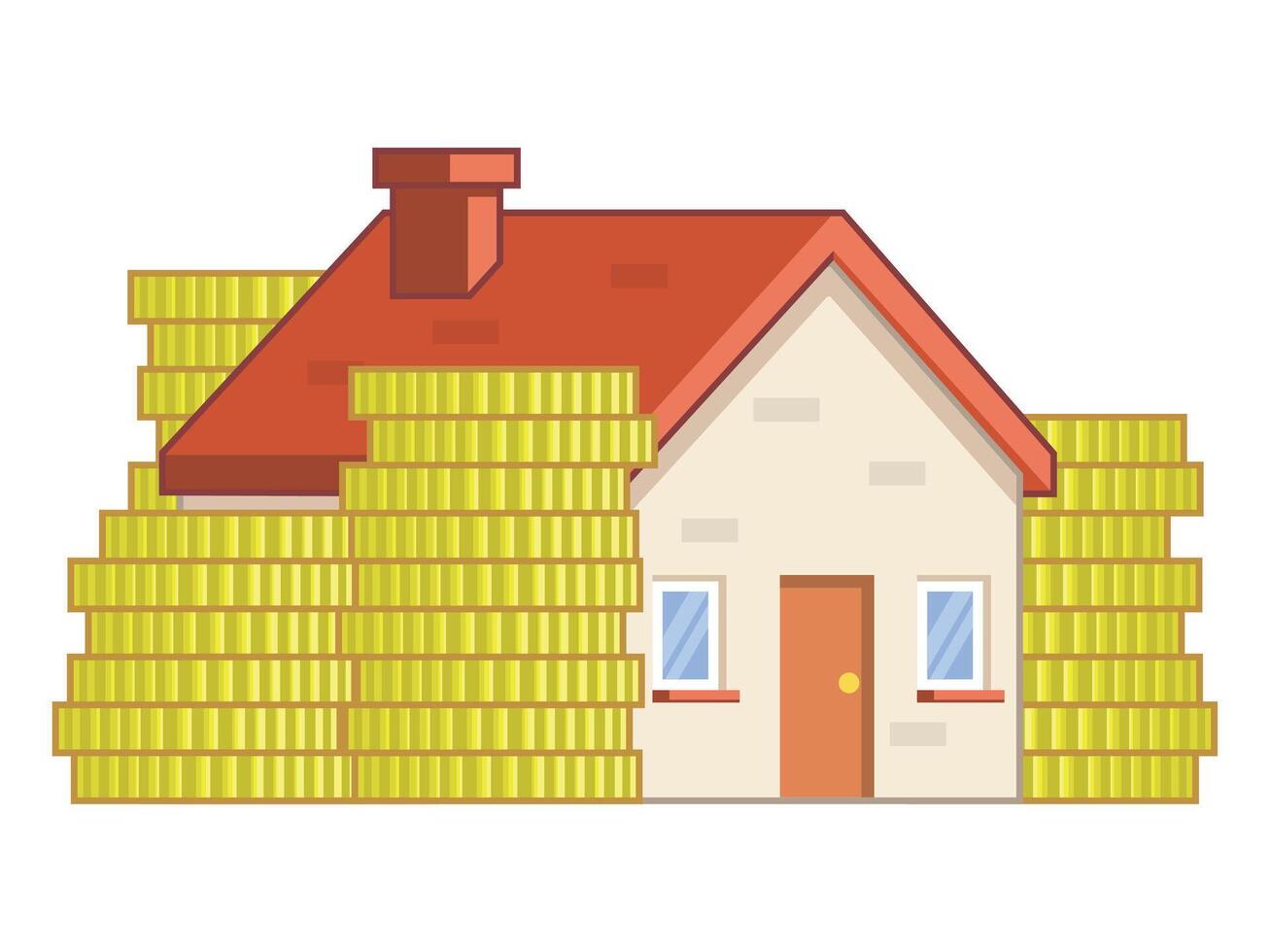 House Assets Surrounded Coin Money Stacks vector