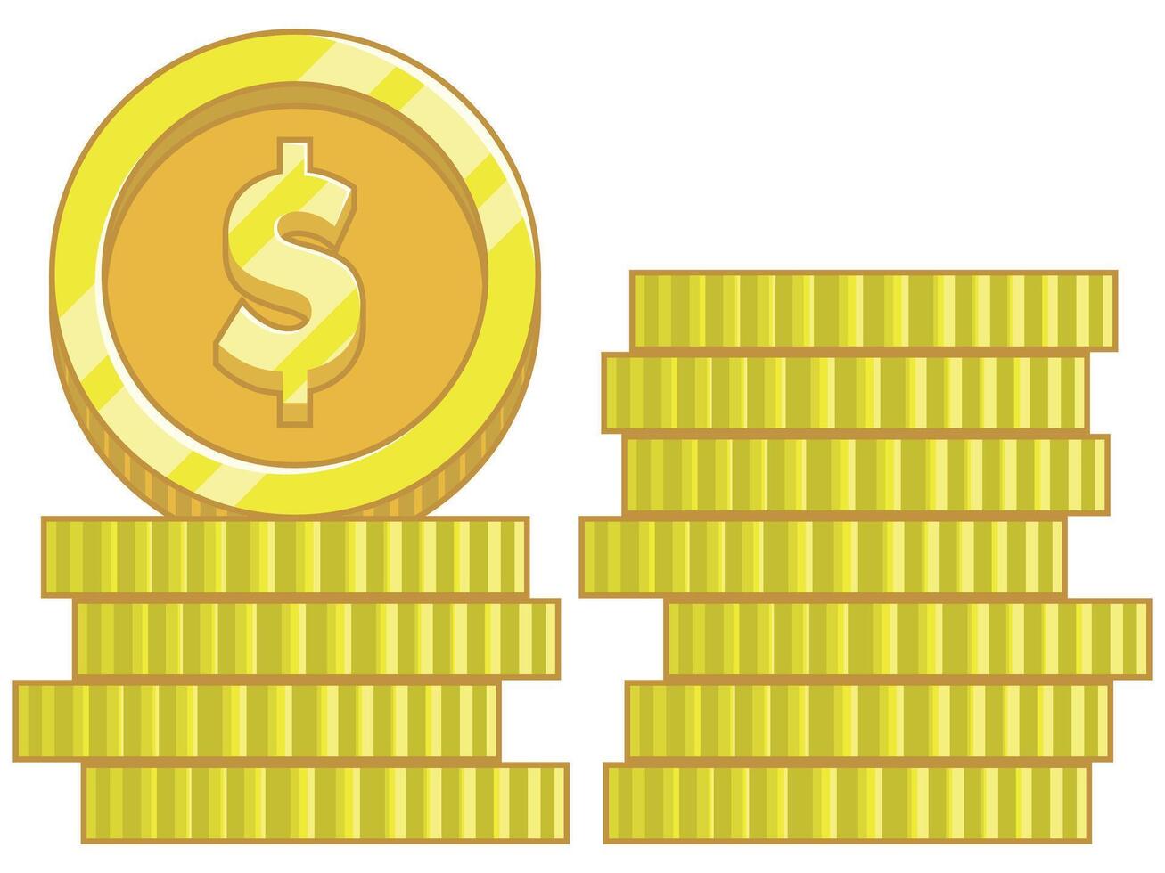 Coin Stacks Money Side View vector