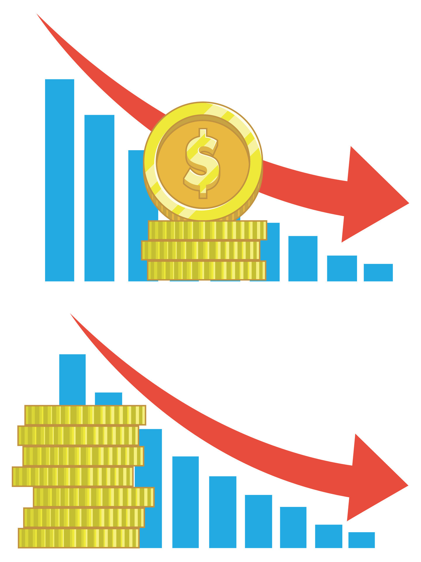 Coin Graph Down Value Exchange Decrease 50562877 Vector Art at Vecteezy