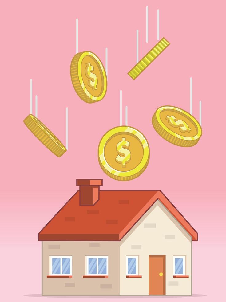 House Coin Profits Falling from Above vector