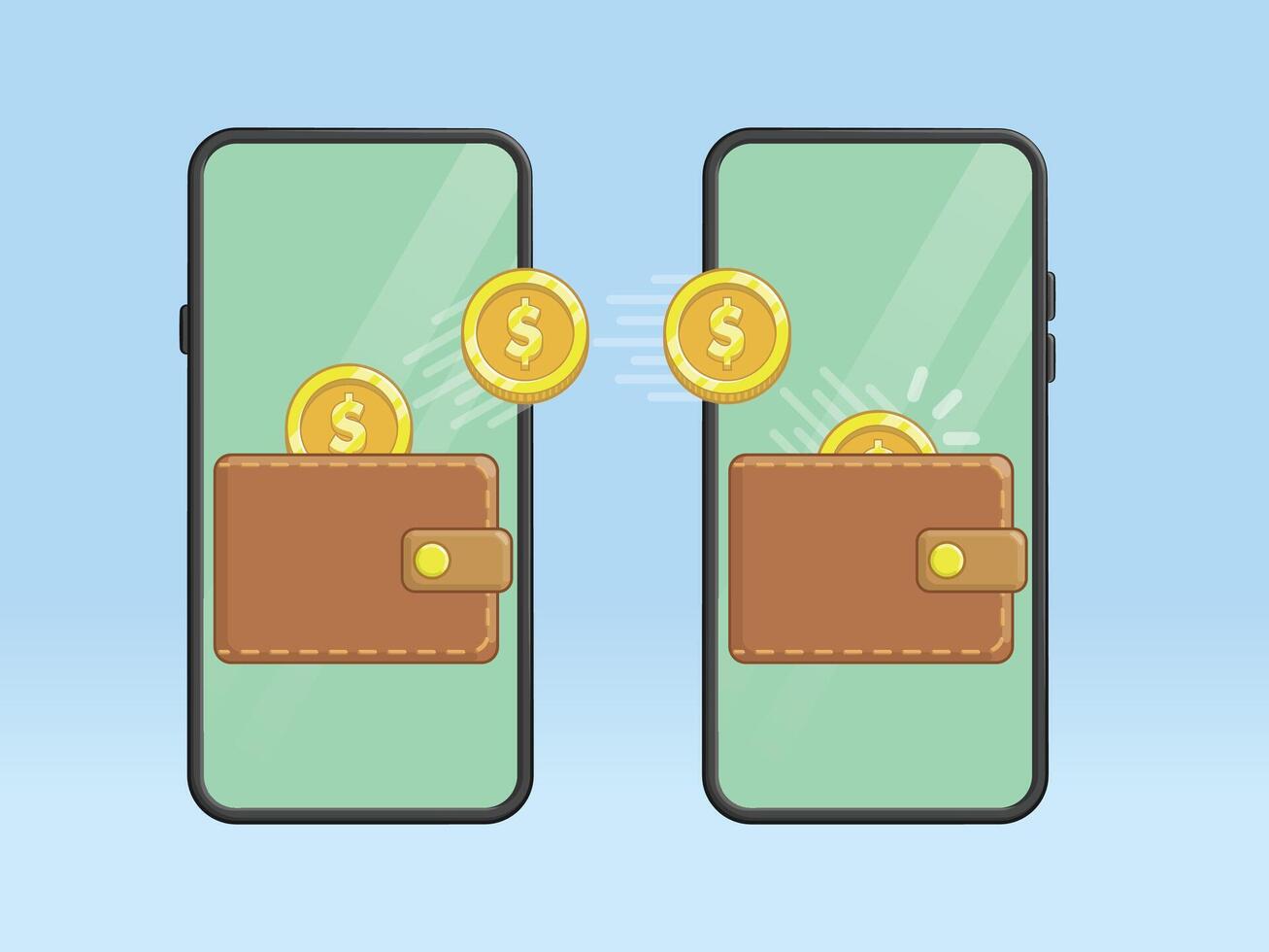 Coin Transferring Money Digital Wallet Accounts vector