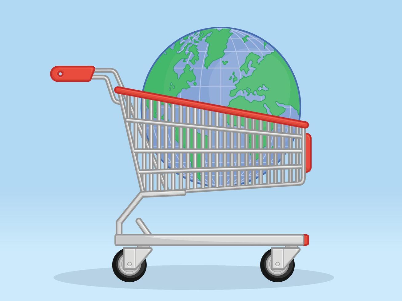 Shopping Trolley World Globe Buying Domination vector