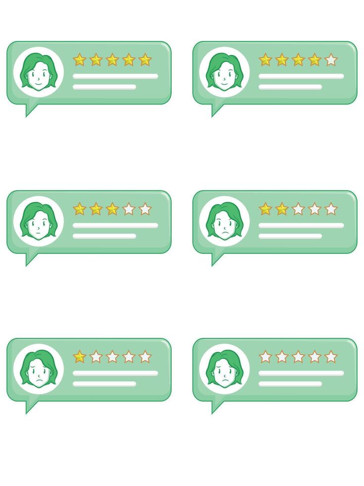 Review Stars Message Bubble Woman Picture vector