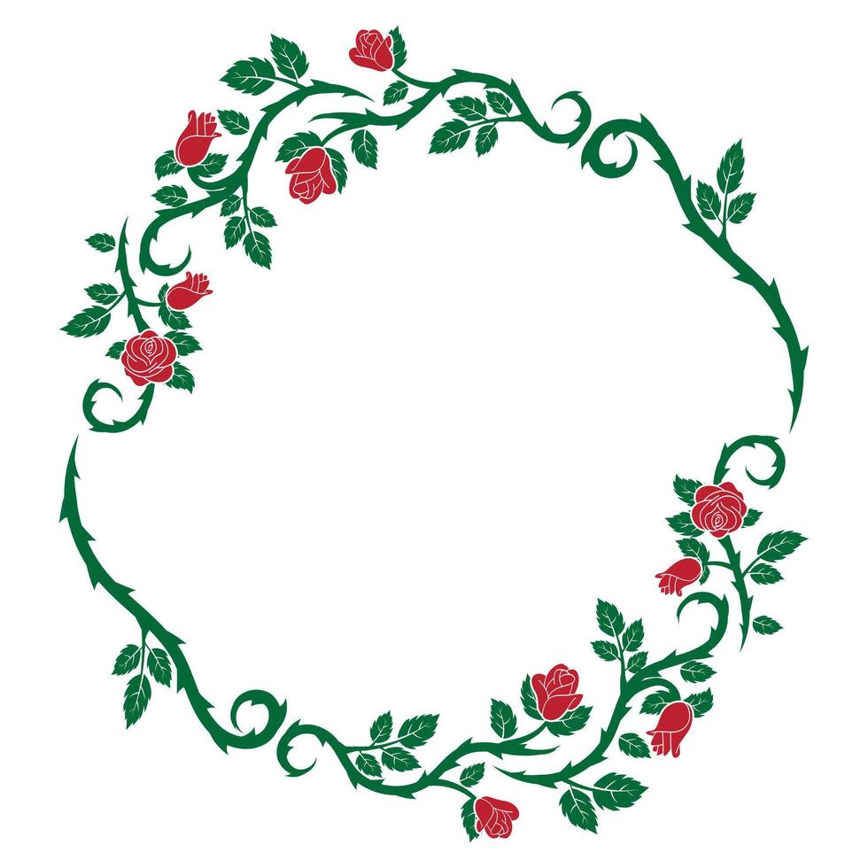 circle rose plant border vector