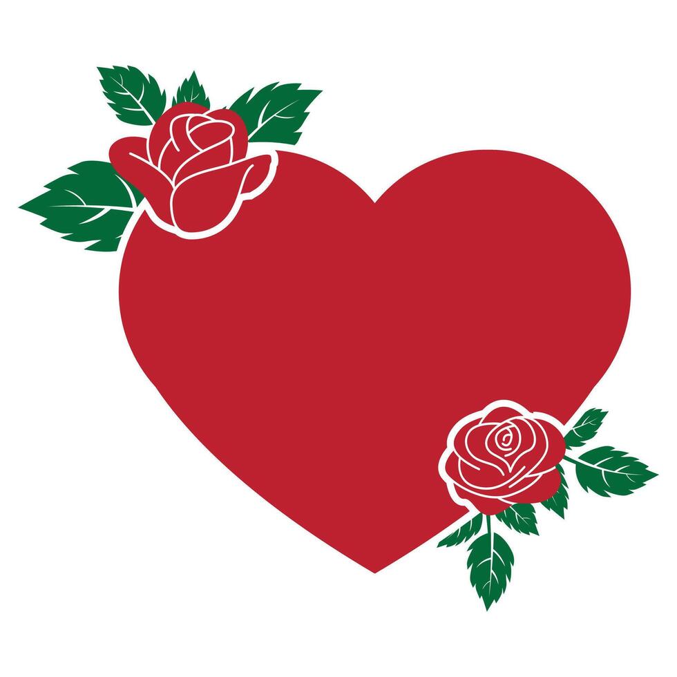 red filled frame with rose flower vector